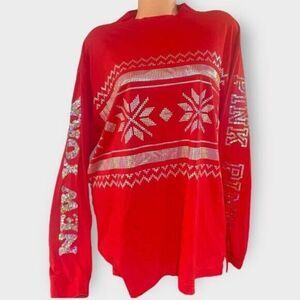 Victoria’s Secret PINK Lg Bling Long Sleeve Campus Tee